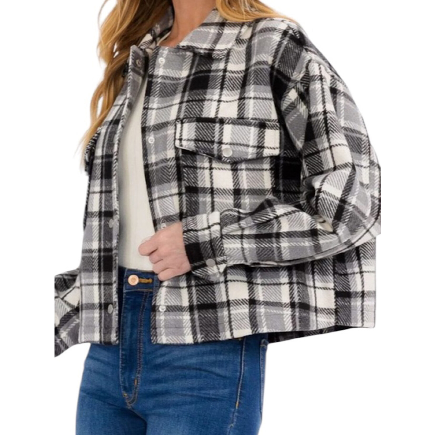 Black Plaid Cropped Jacket