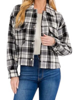 Black Plaid Cropped Jacket