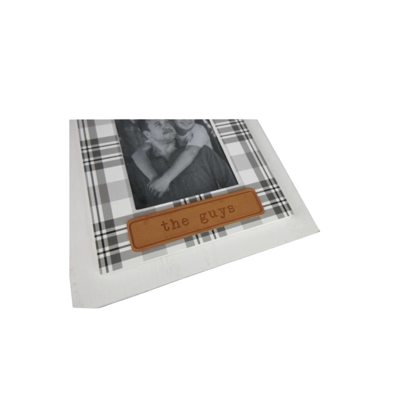 Wood 4x6 Plaid Frame with Leather Tag