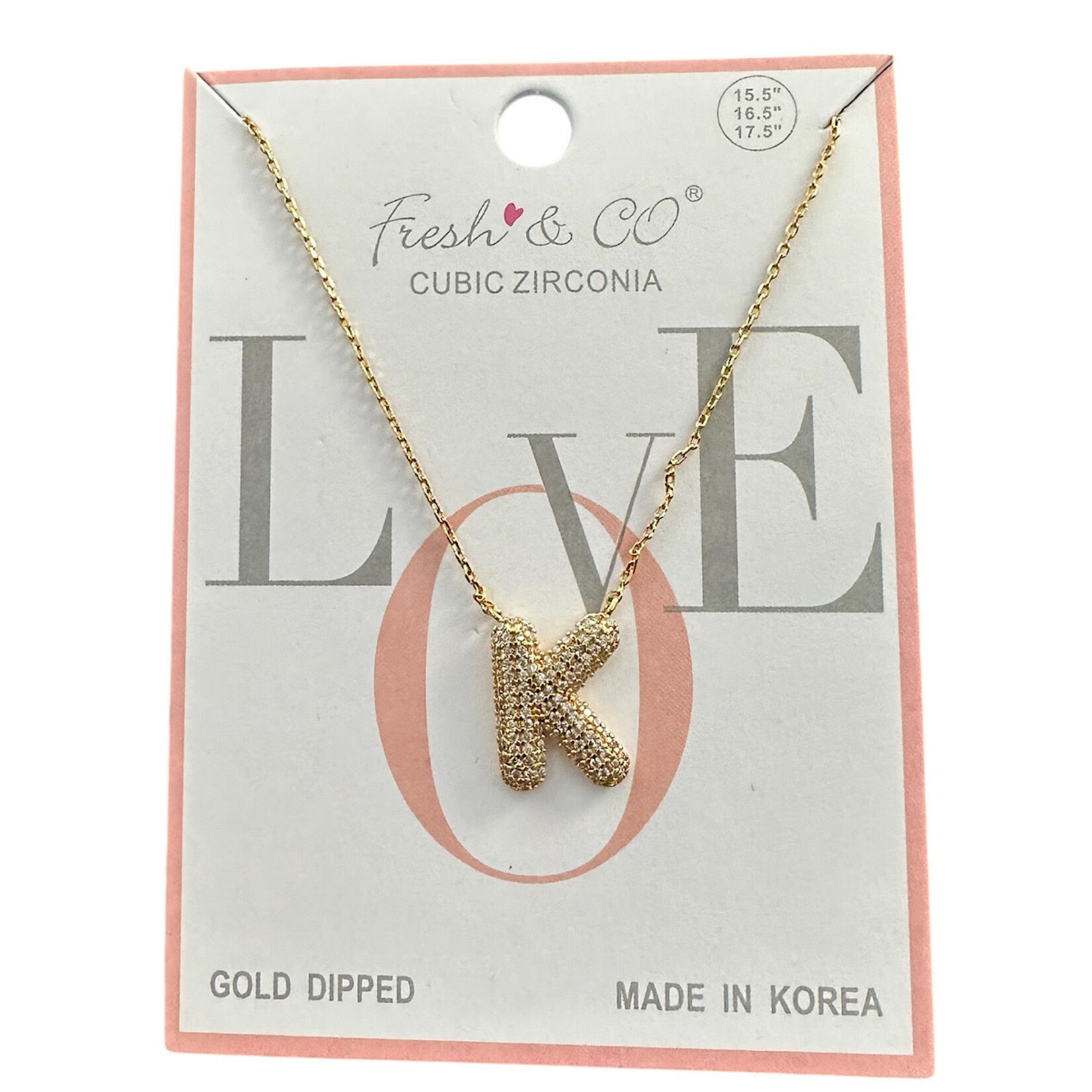 Fresh & Co CZ 14k Dipped Letter Necklace