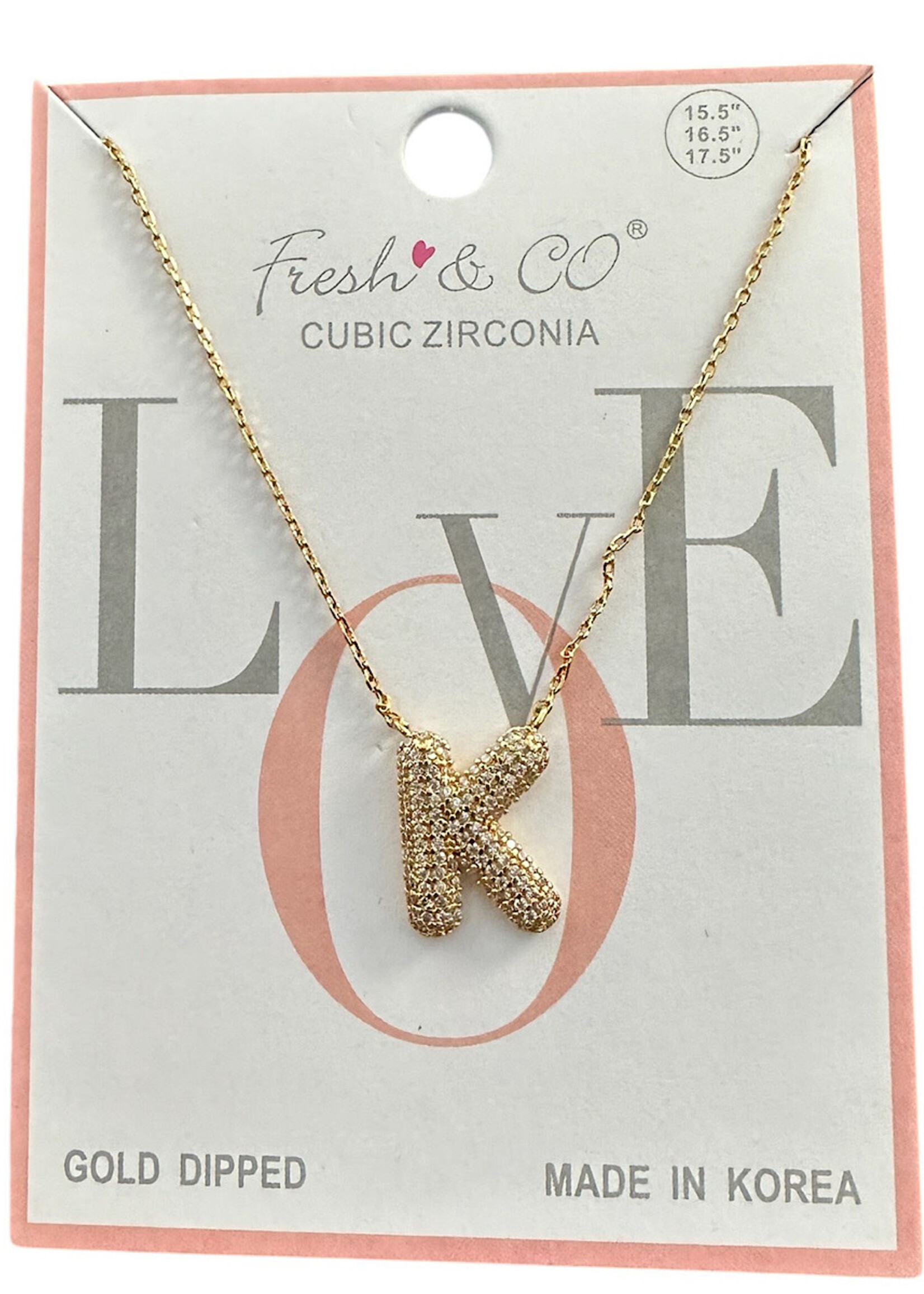 Fresh & Co CZ 14k Dipped Letter Necklace