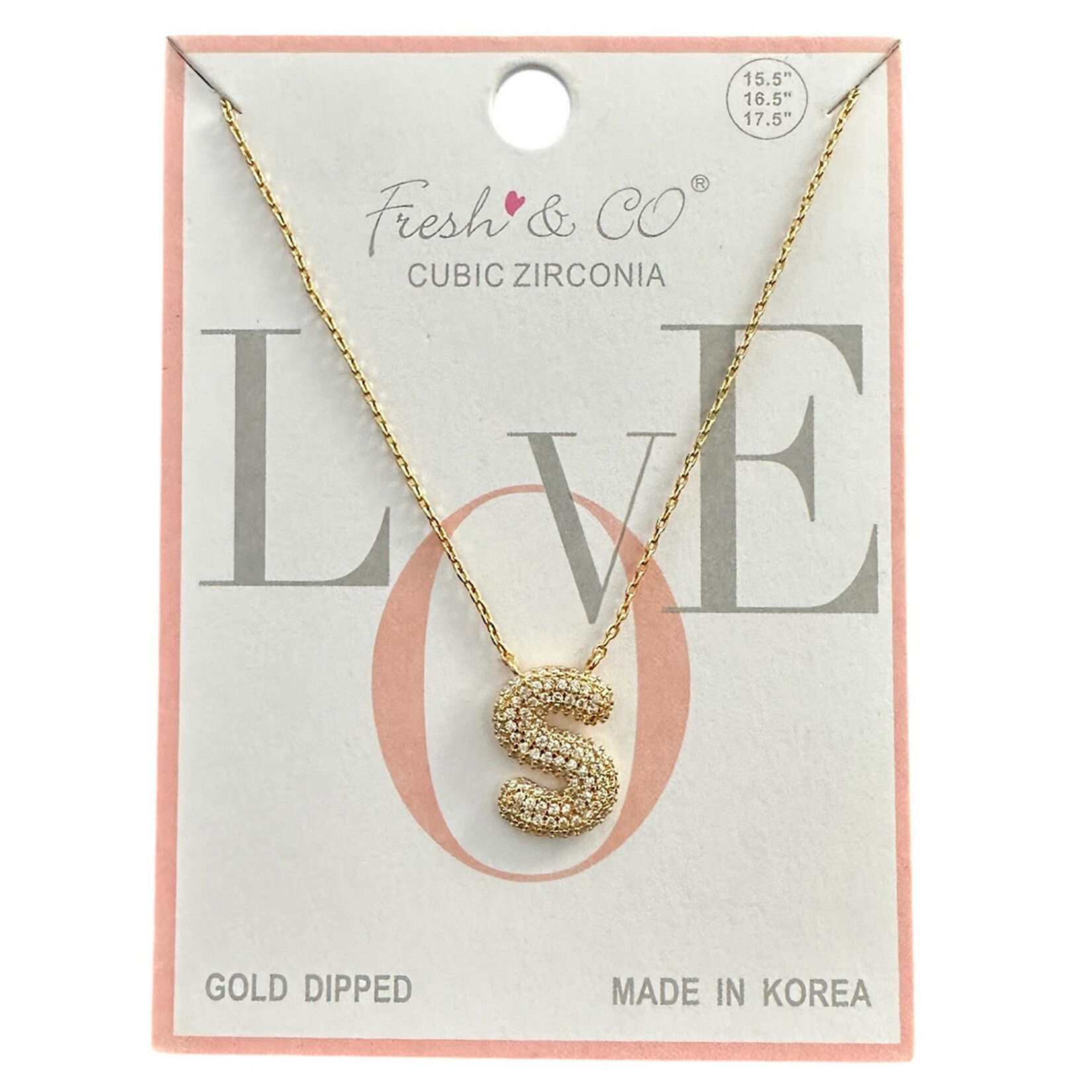Fresh & Co CZ 14k Dipped Letter Necklace
