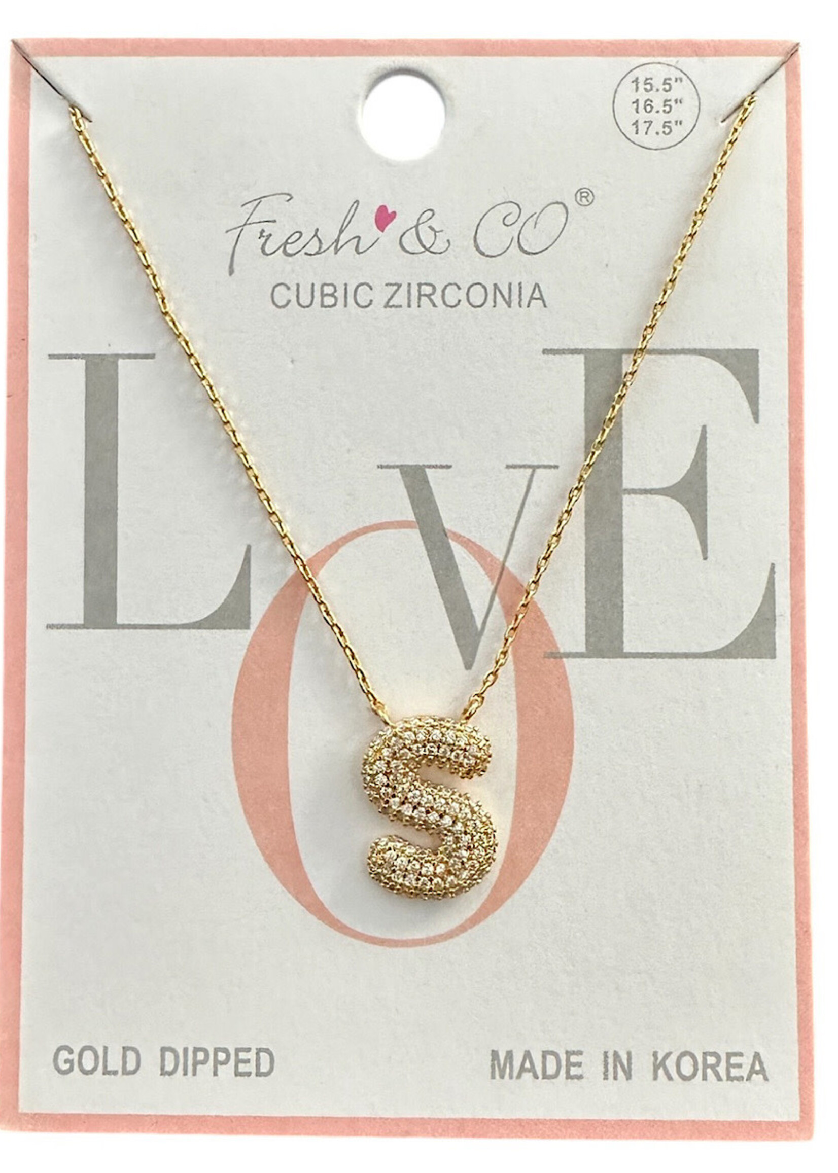 Fresh & Co CZ 14k Dipped Letter Necklace