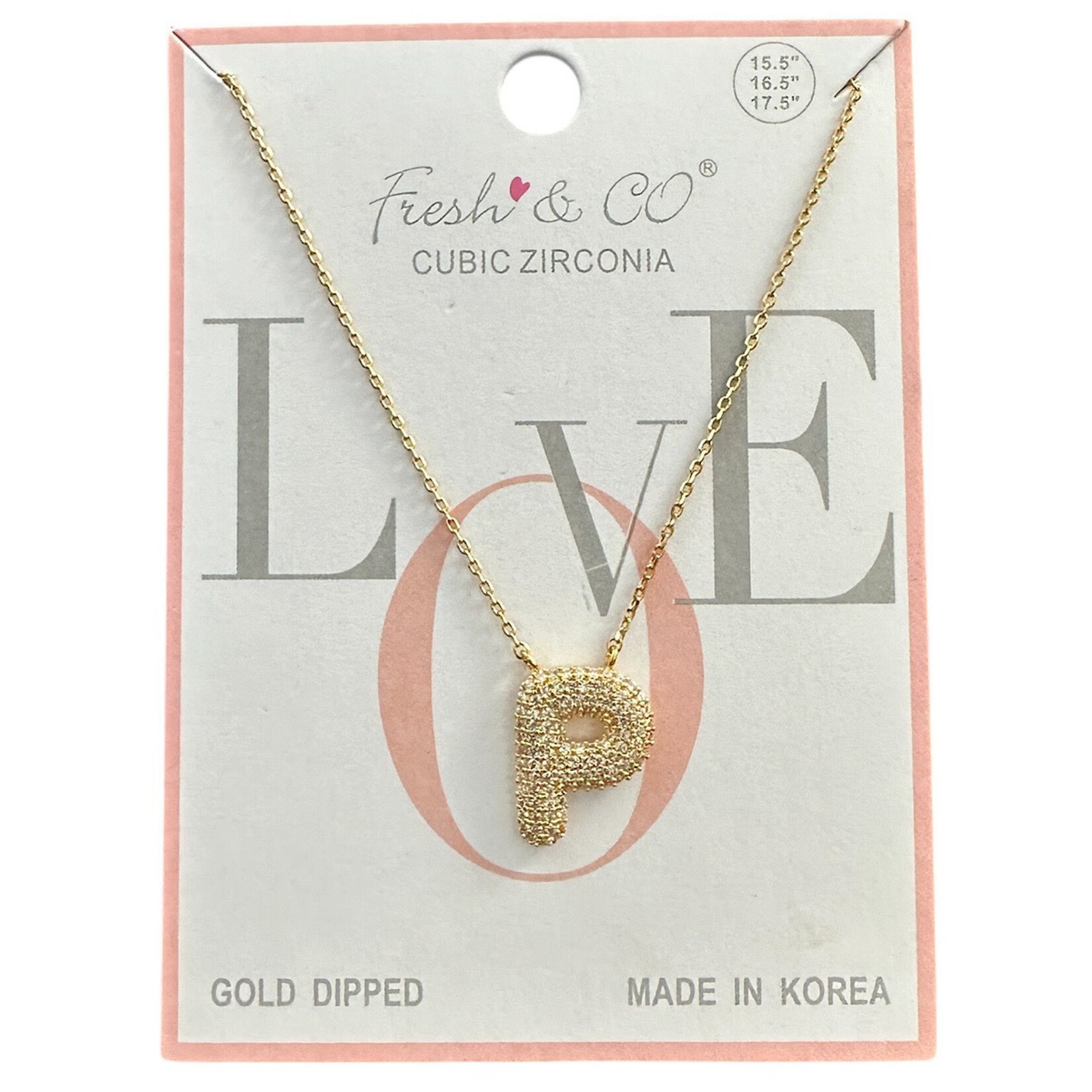 Fresh & Co CZ 14k Dipped Letter Necklace