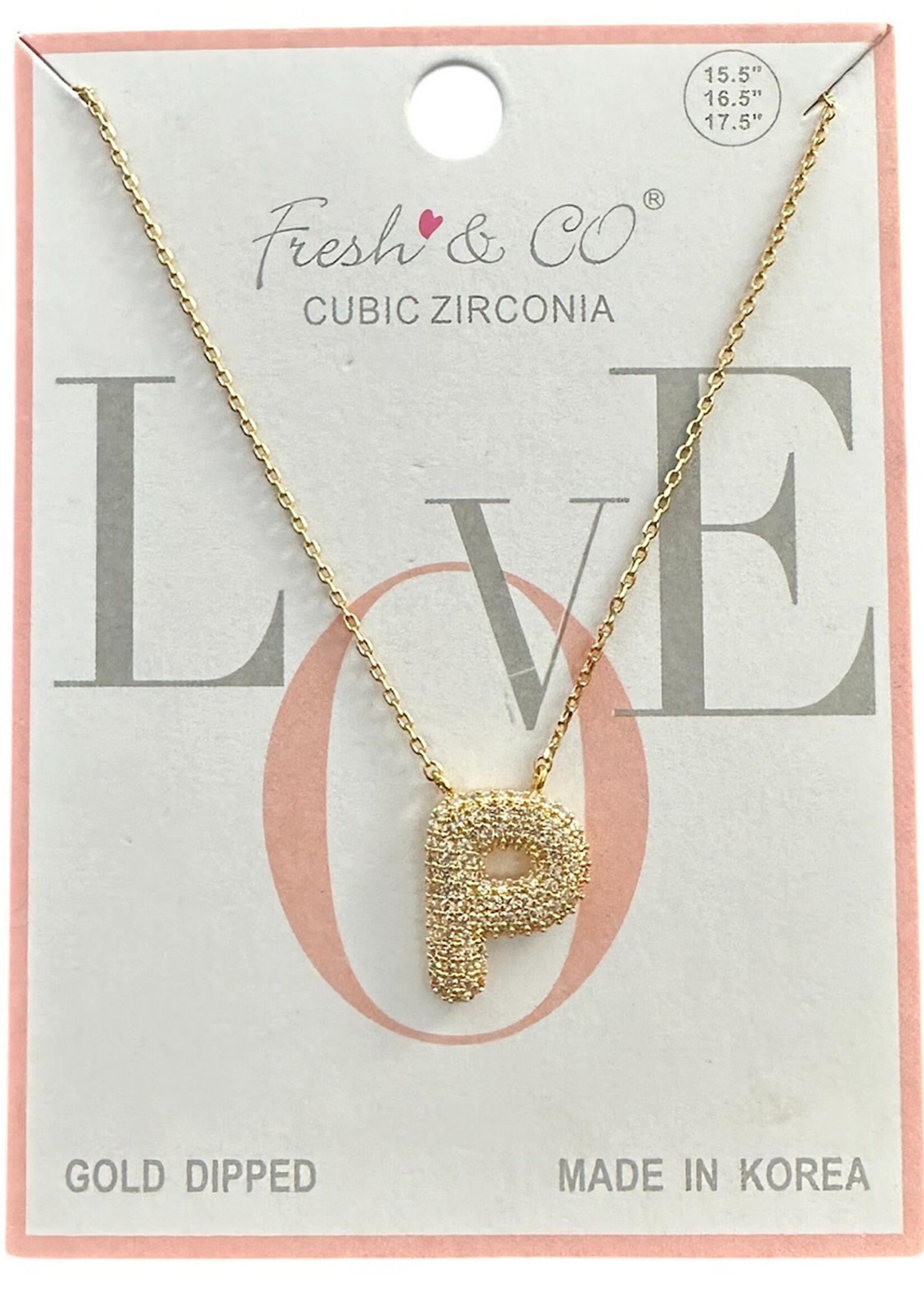 Fresh & Co CZ 14k Dipped Letter Necklace