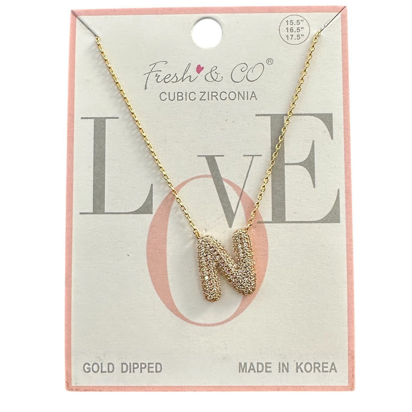 Fresh & Co CZ 14k Dipped Letter Necklace