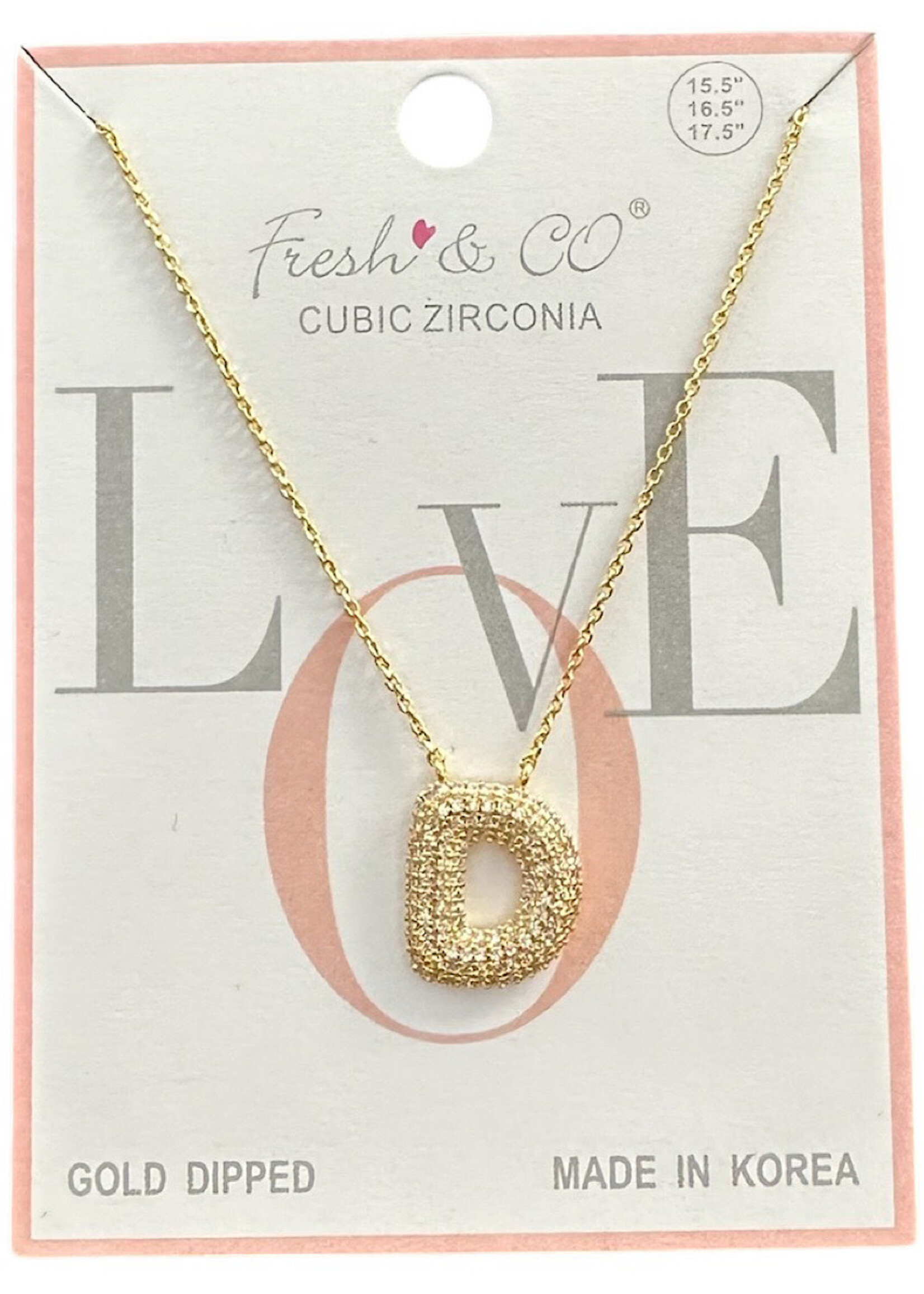 Fresh & Co CZ 14k Dipped Letter Necklace