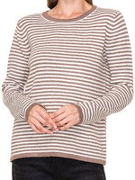 Mocha Striped Crew Neck Sweater