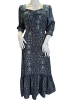 Navy Multi Print Midi Dress S