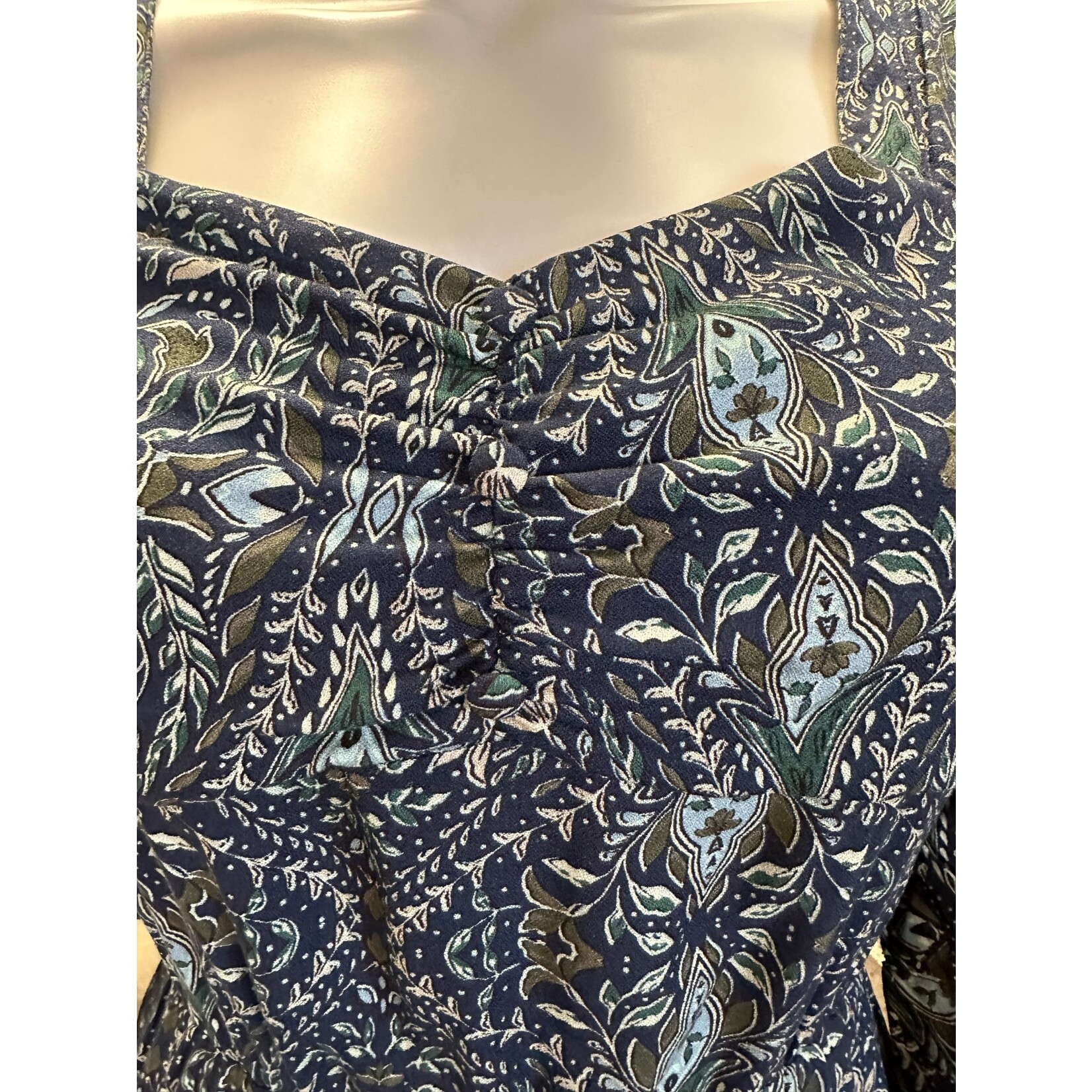 Navy Multi Print Midi Dress S