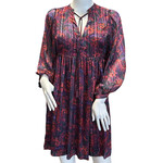 Purple Multi Sheer Print Above Knee Dress S