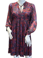 Purple Multi Sheer Print Above Knee Dress S