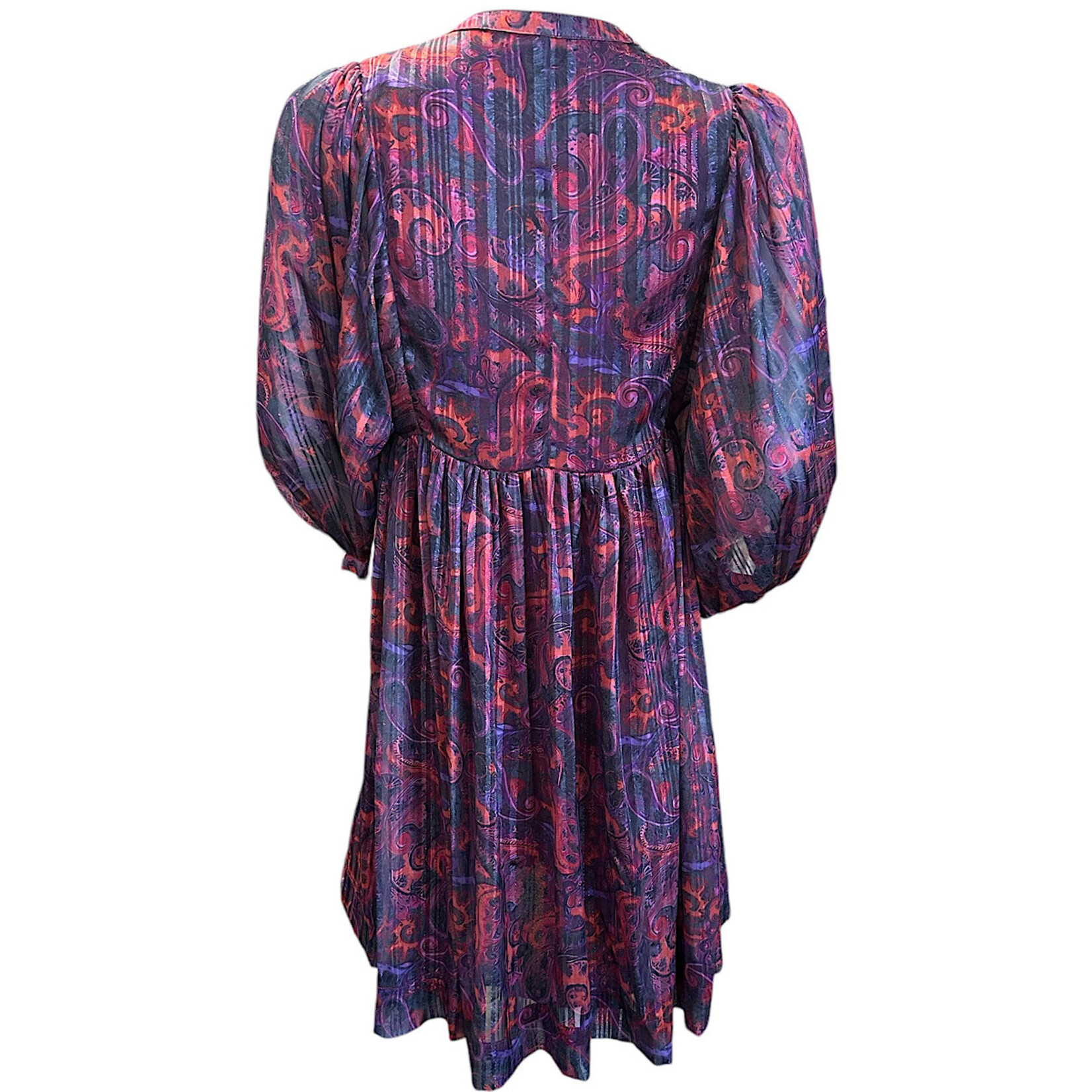 Purple Multi Sheer Print Above Knee Dress S