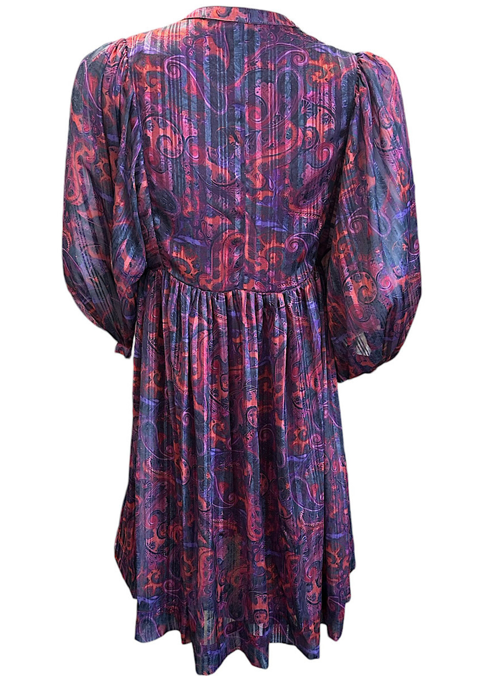 Purple Multi Sheer Print Above Knee Dress S