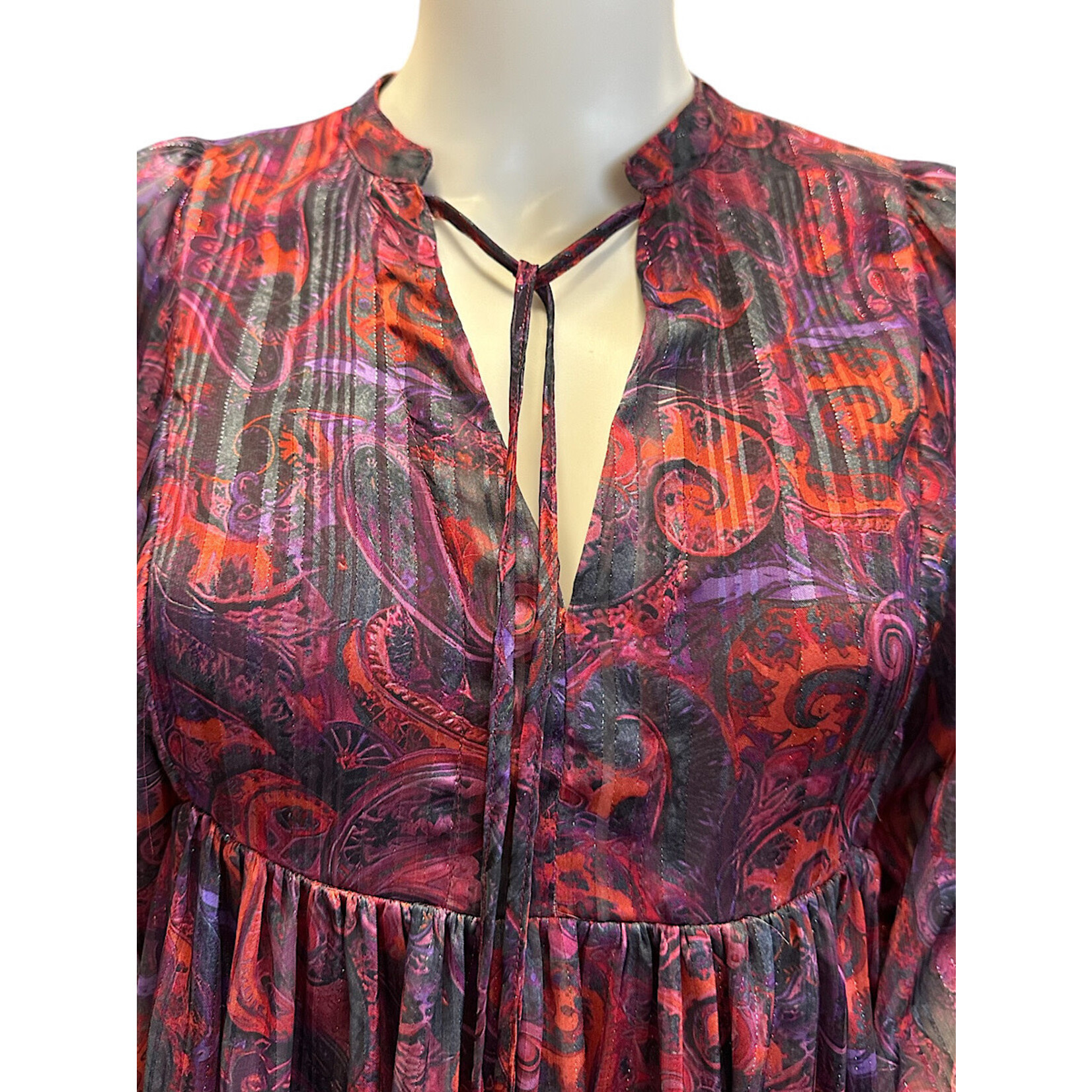 Purple Multi Sheer Print Above Knee Dress S