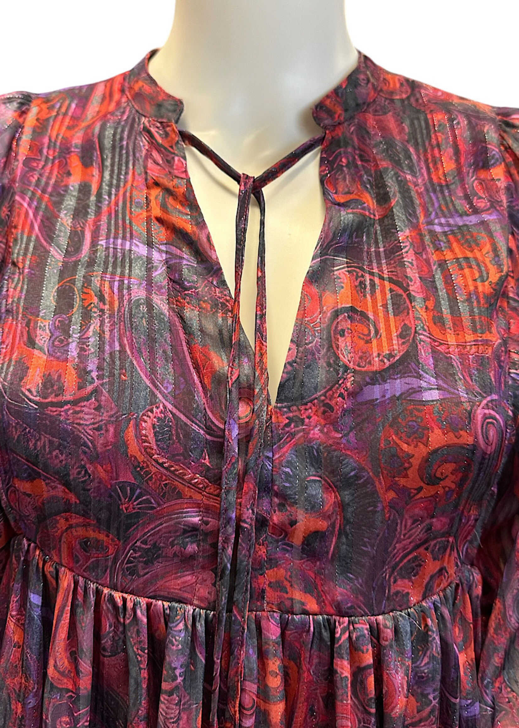 Purple Multi Sheer Print Above Knee Dress S