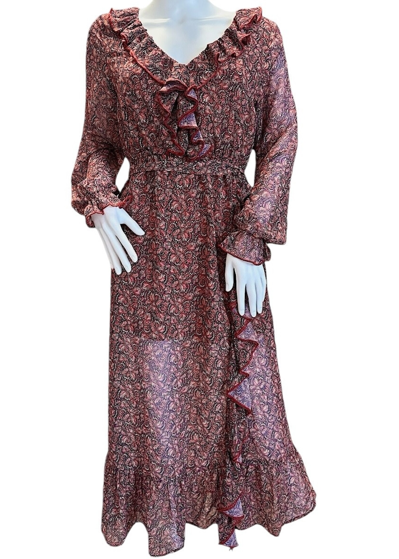 Haper Terracotta Palm Midi Dress S