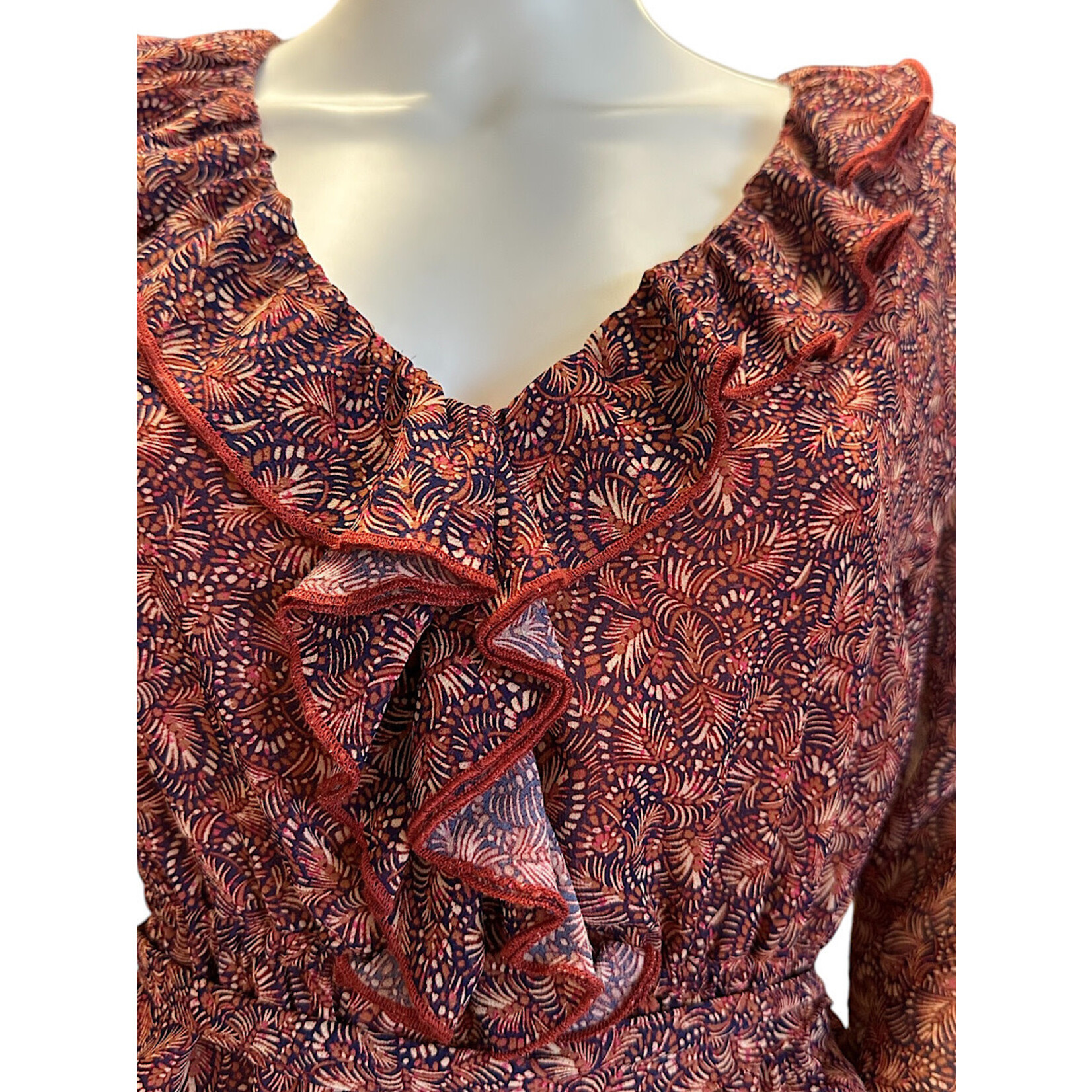 Haper Terracotta Palm Midi Dress S