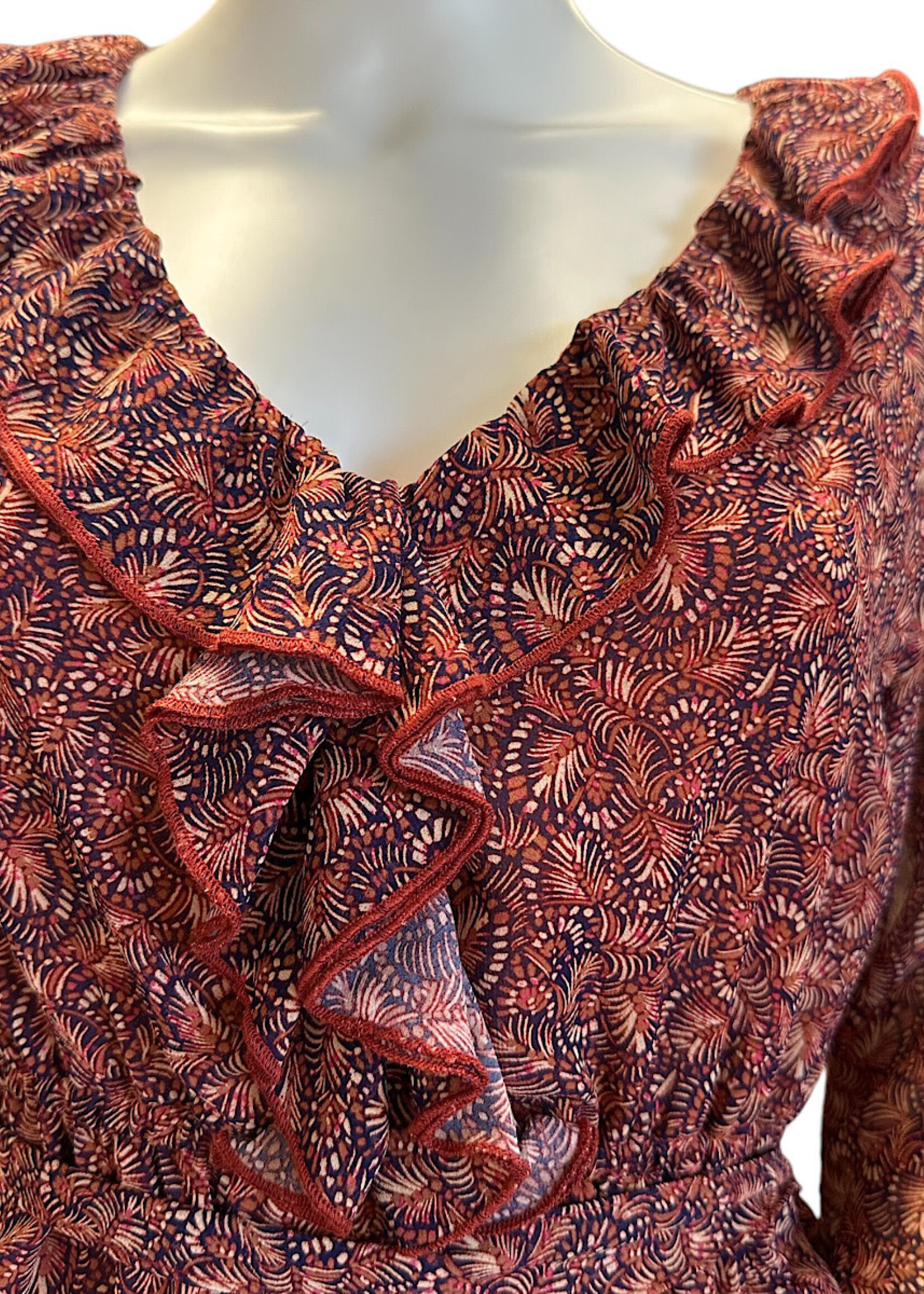 Haper Terracotta Palm Midi Dress S
