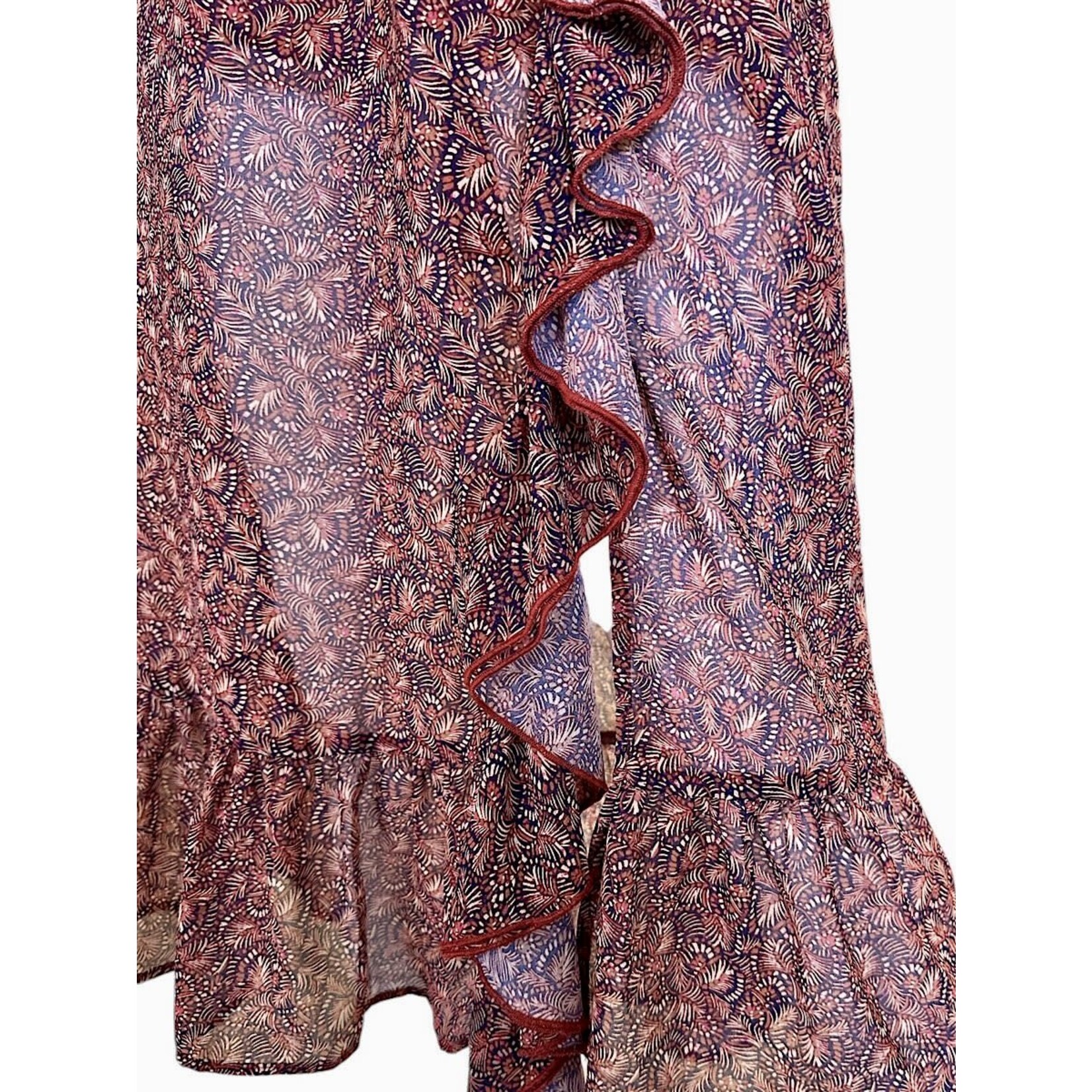 Haper Terracotta Palm Midi Dress S