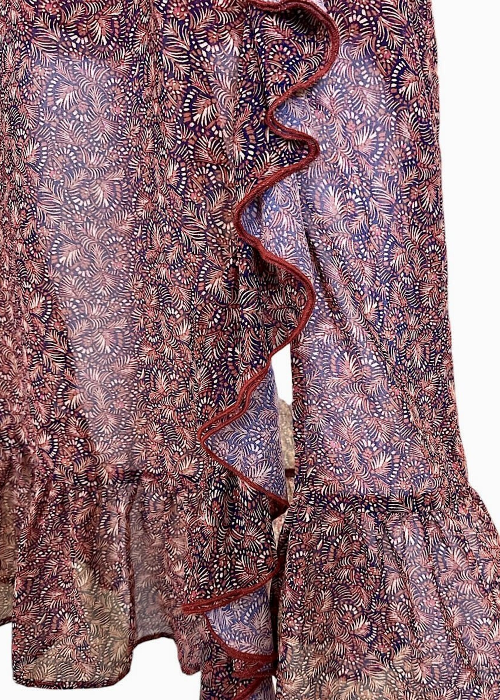 Haper Terracotta Palm Midi Dress S