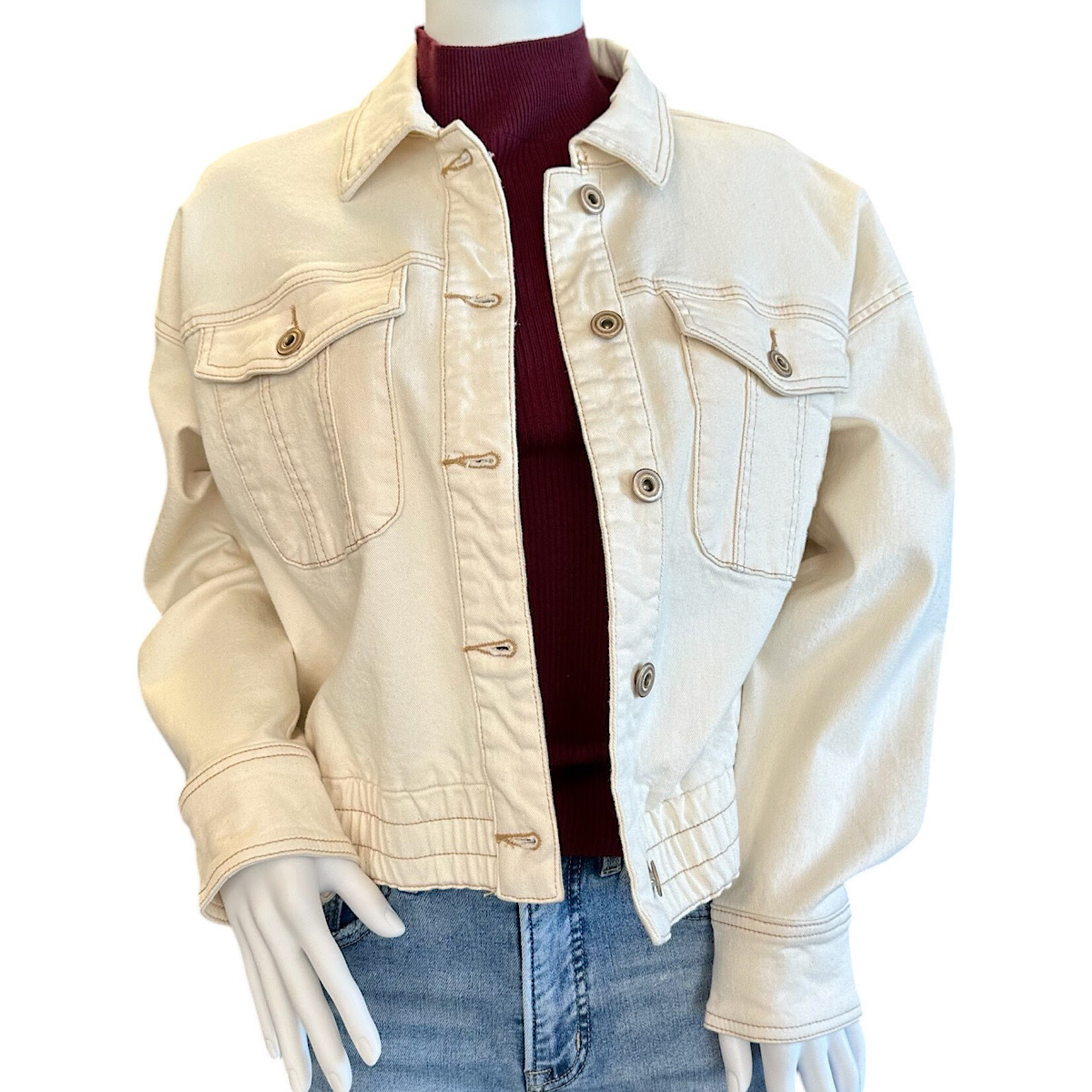 Tribal Cream Denim Jacket