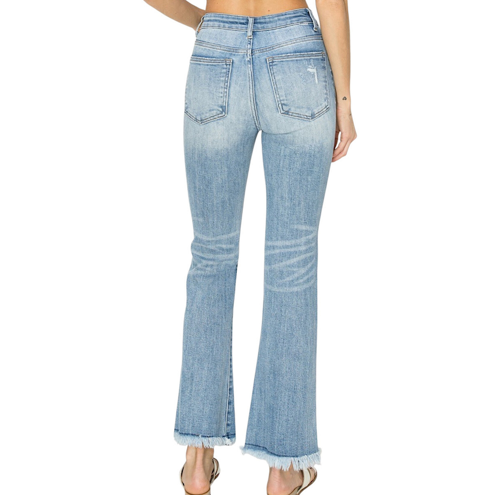 Risen RDP1277CH H/R Light Ankle Bootcut Frayed Hem