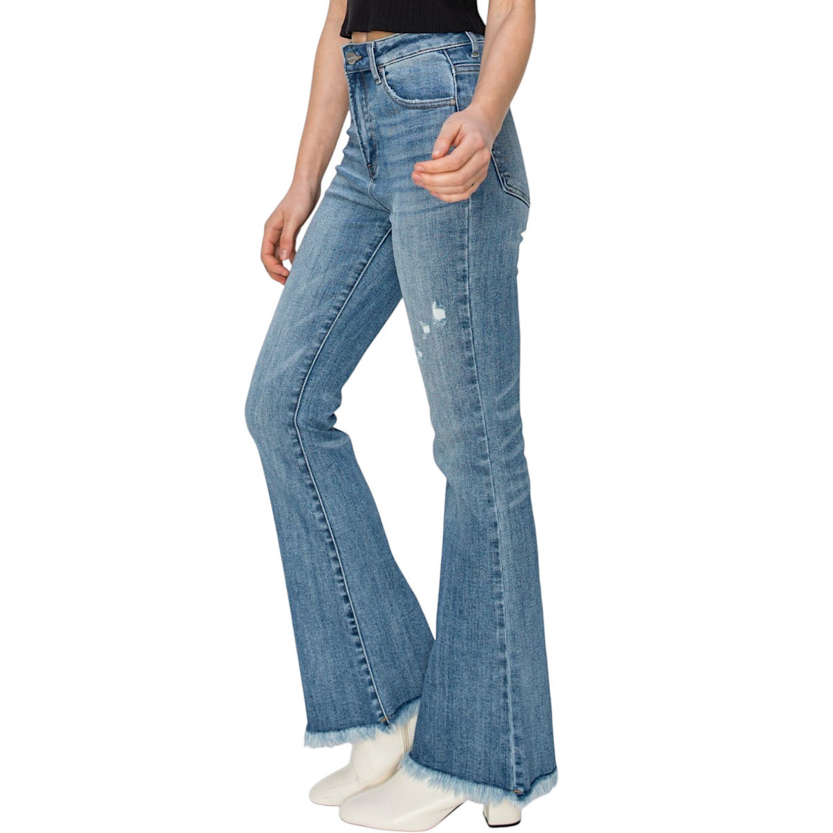 Risen RDP1277CH H/R Medium Ankle Bootcut Frayed Hem