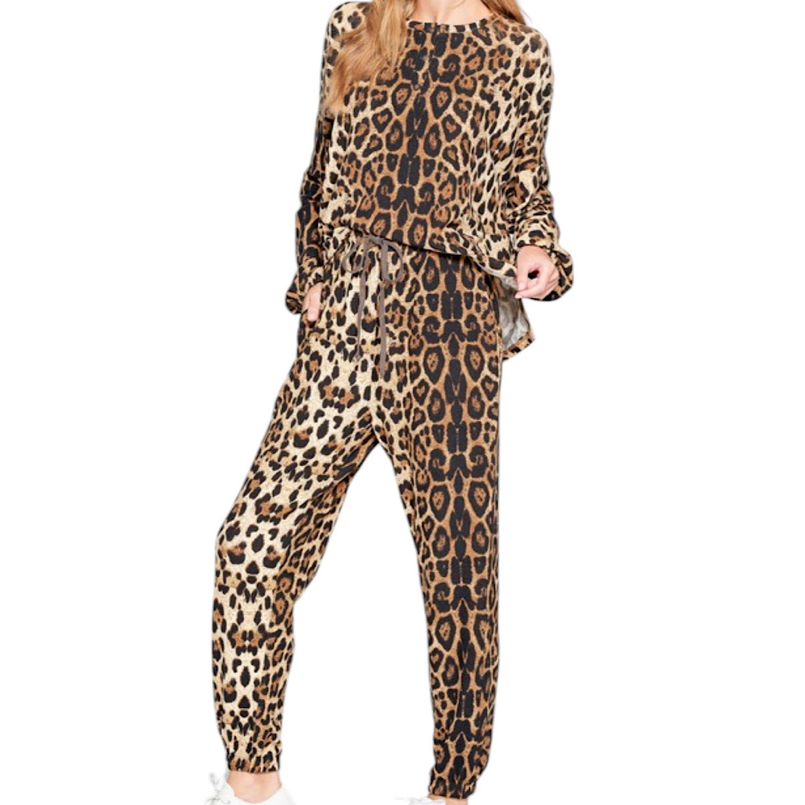 Brown Leopard Jogger Set Plus