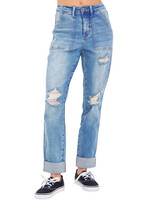 Judy Blue JB88825REG High Waist Patch Pocket Destory Boyfriend