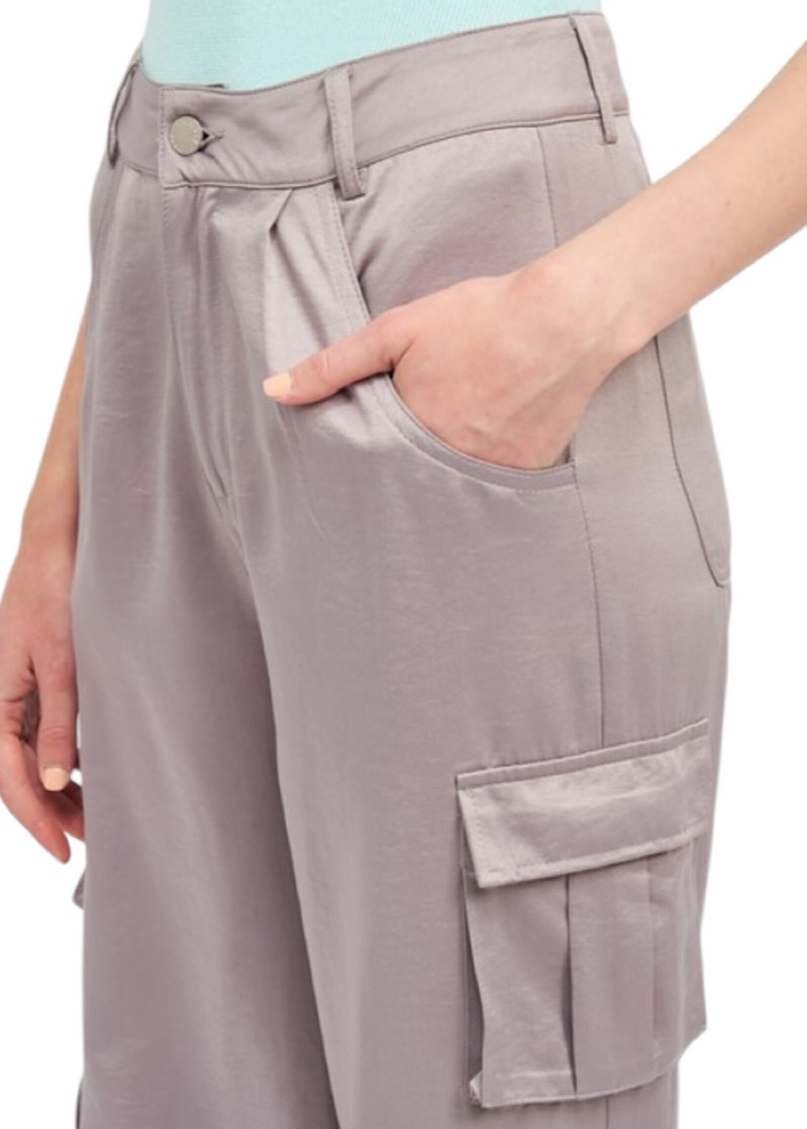 Light Grey Pocket Detail Cargo Pants
