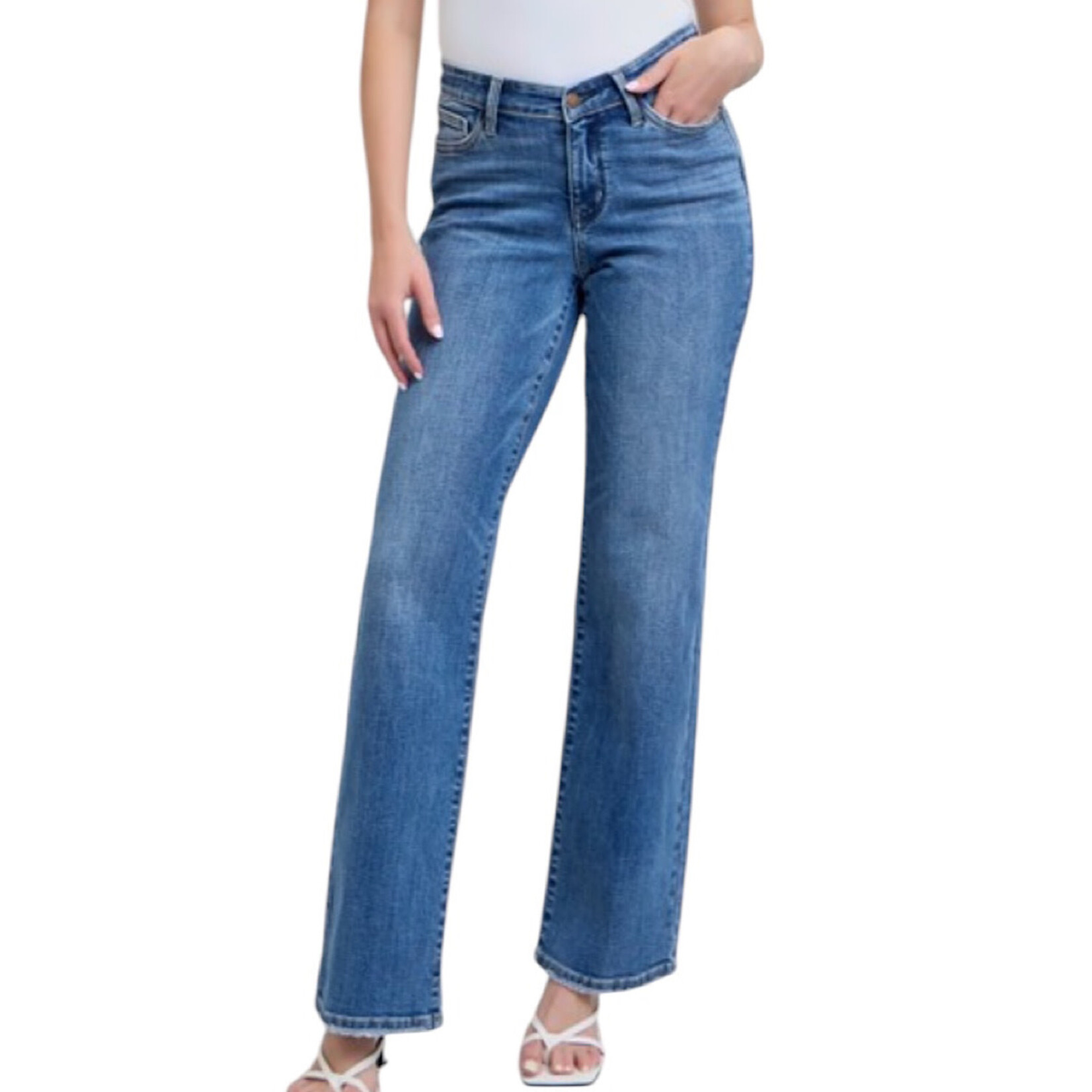 Judy Blue JB82623 HW V-Front WB Vintage Wash Straight Fit Jeans