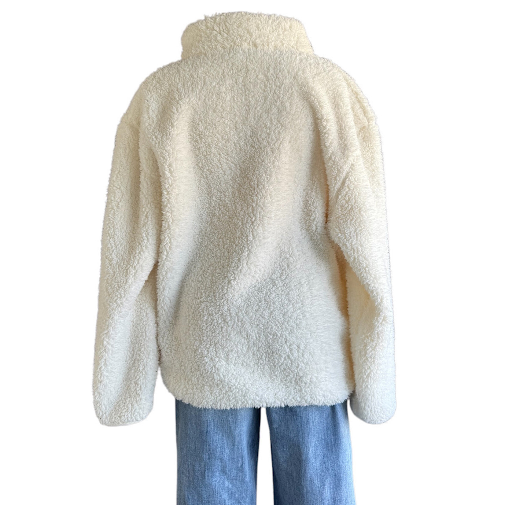 Ivory Ella White Sherpa Quarter Zip Size Large-RF