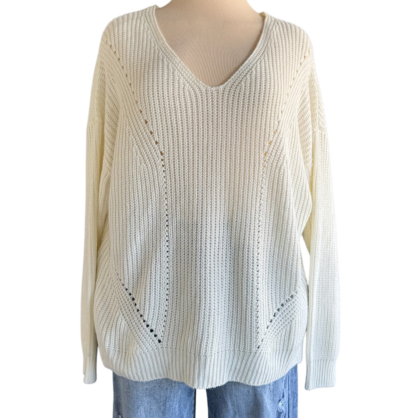 Charlotte Russe Cream Knit Sweater Size Large-RF