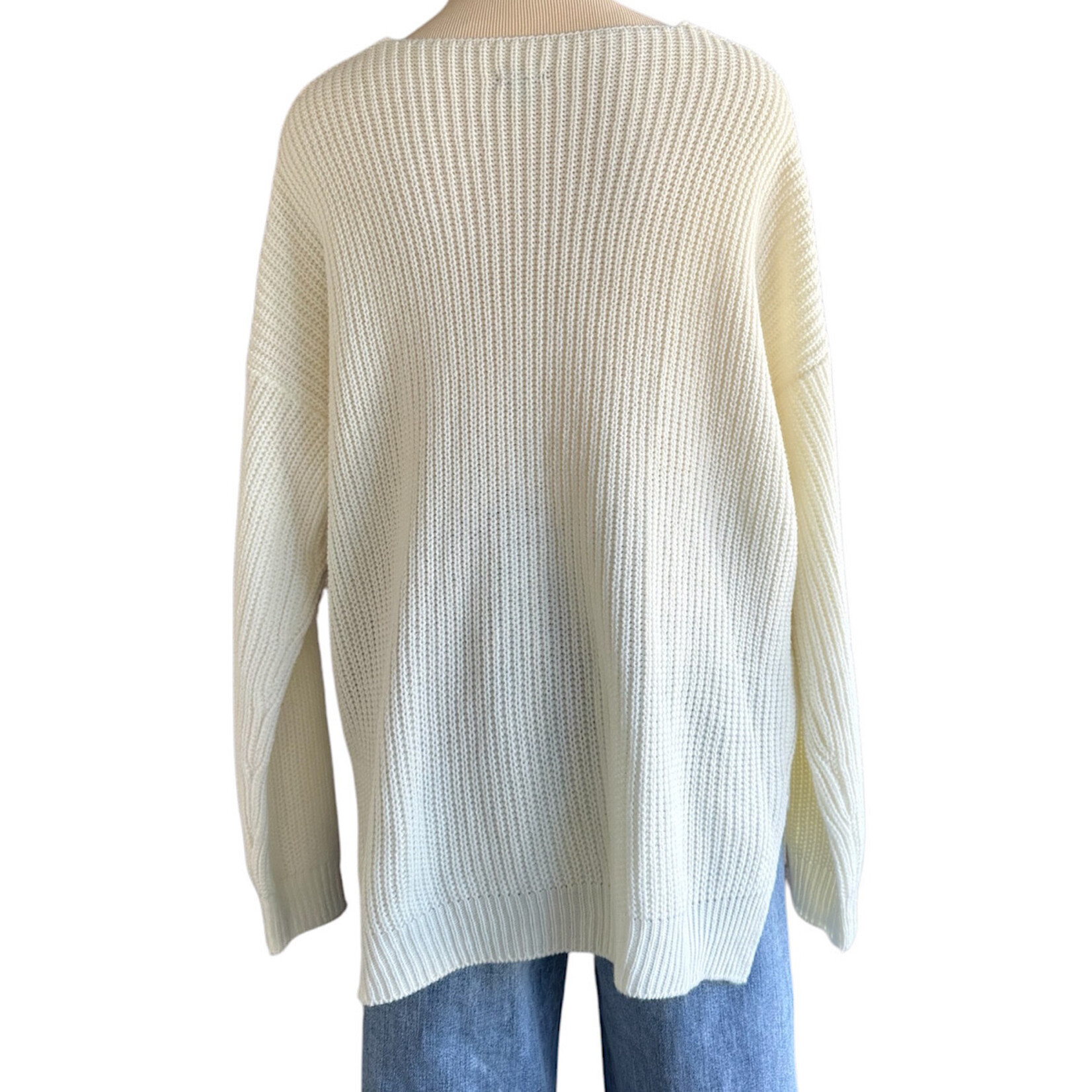 Charlotte Russe Cream Knit Sweater Size Large-RF