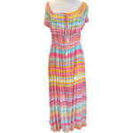 Coral Multi Striped Off Shoulder Dress 1xl