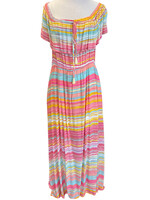 Coral Multi Striped Off Shoulder Dress 1xl