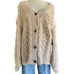 Oatmeal Knit Button Front Sweater Size S/M-RF