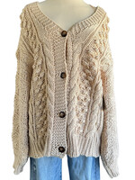 Oatmeal Knit Button Front Sweater Size S/M-RF