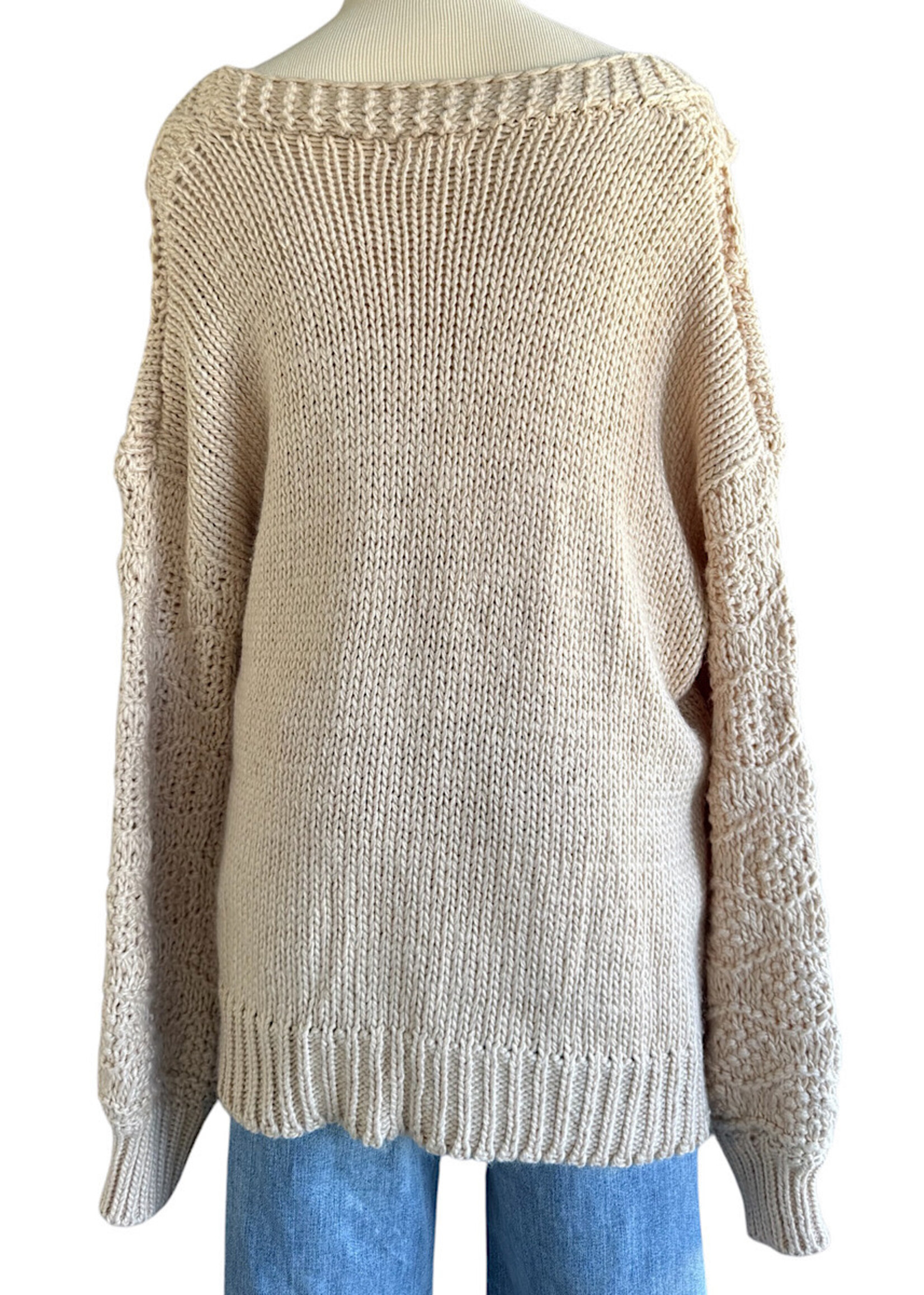 Oatmeal Knit Button Front Sweater Size S/M-RF