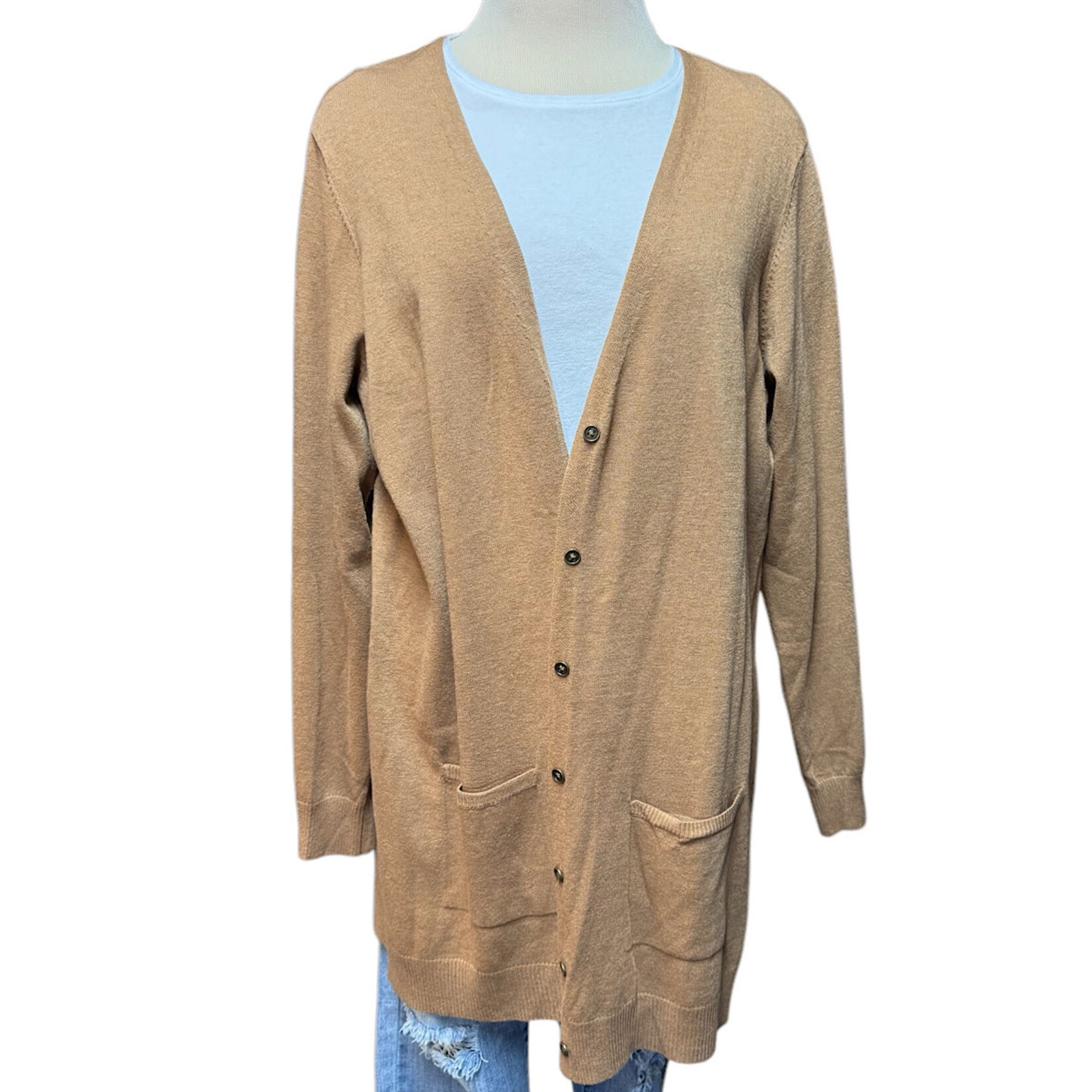 Maurices Camel Button Up Cardigan Size XL-RF
