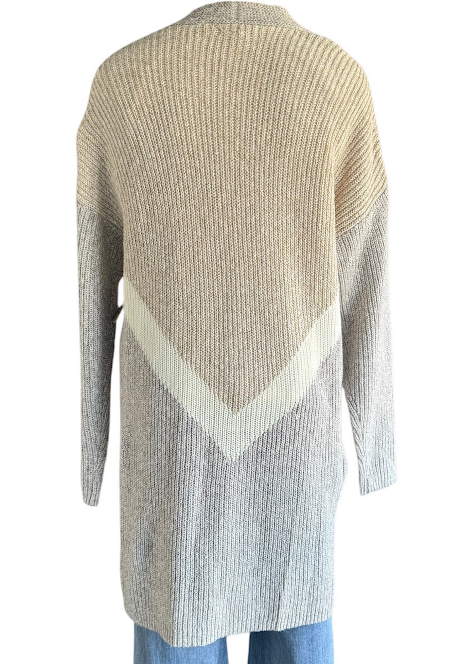 Grey Multi Color Knit Cardigan Size Large-RF