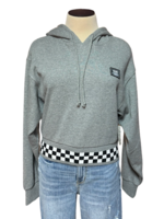 Grey Checkered Cropped Hoodie Size Small-RF