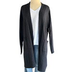 Liz Claiborne Black Shimmer Open Front Cardigan Size Large-RF