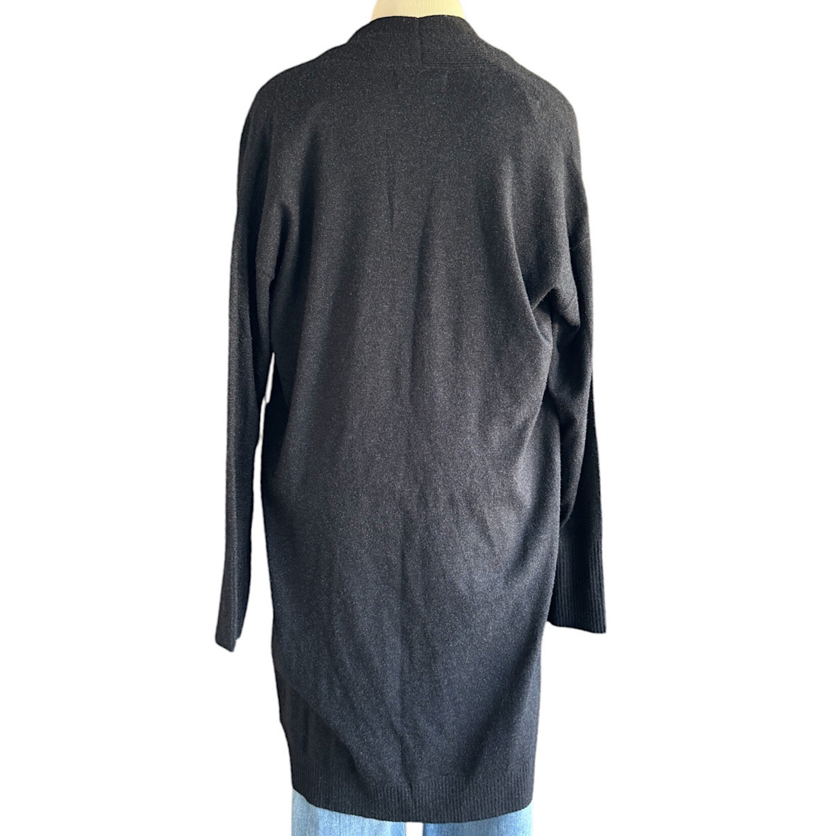 Black Shimmer Open Front Cardigan Size Large-RF