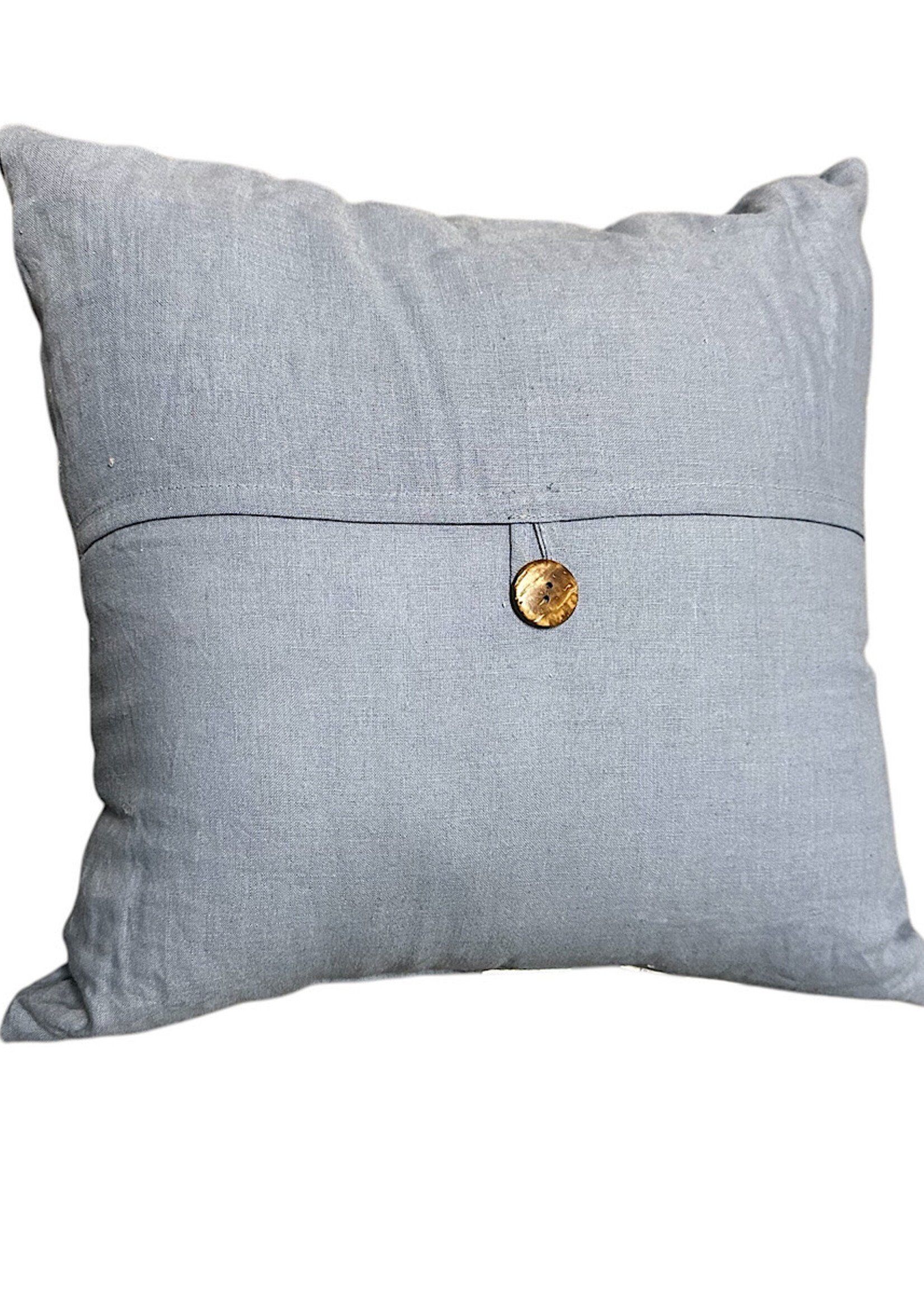 Blue Decorative Linen Pillows Square