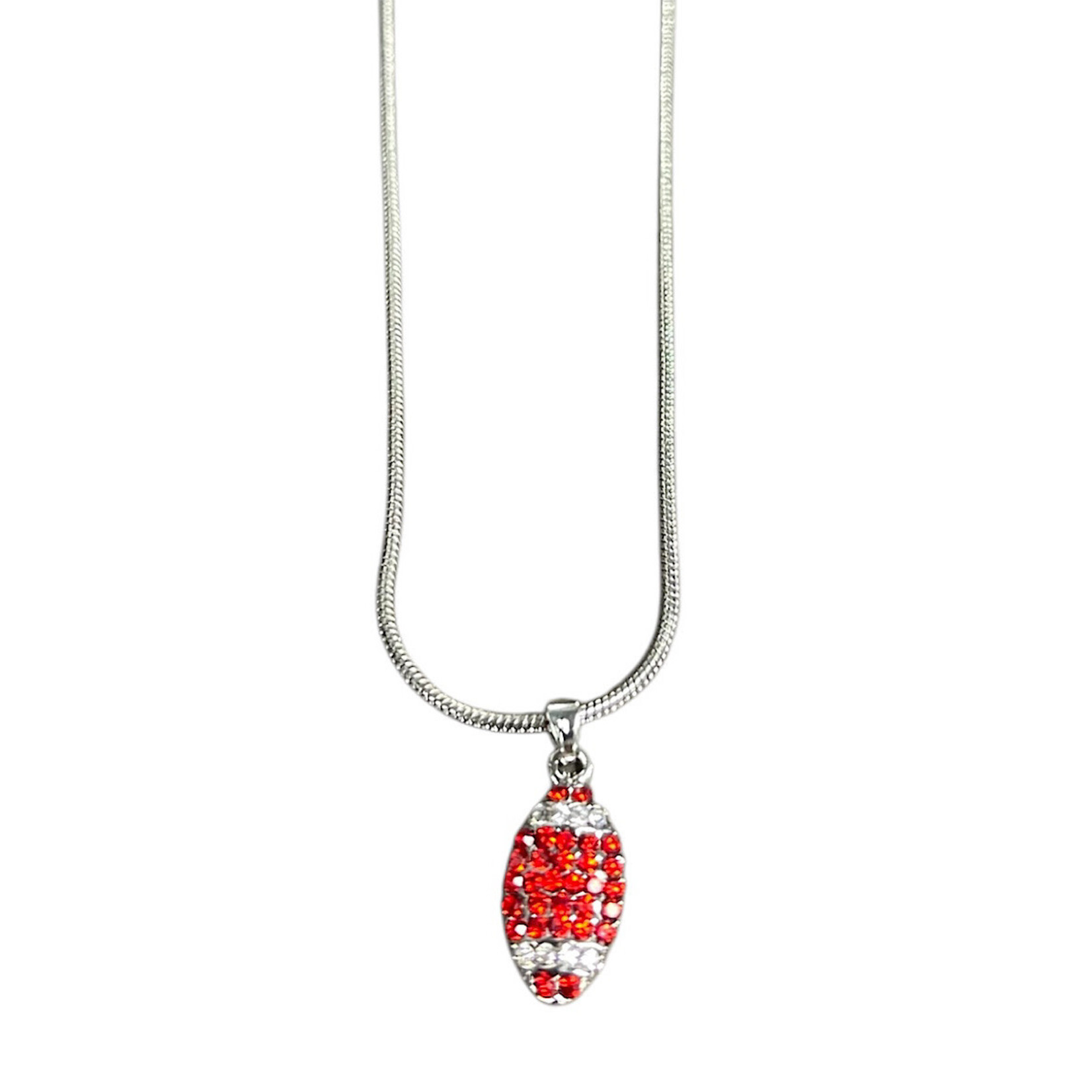 Red Rhinestone Football Necklace