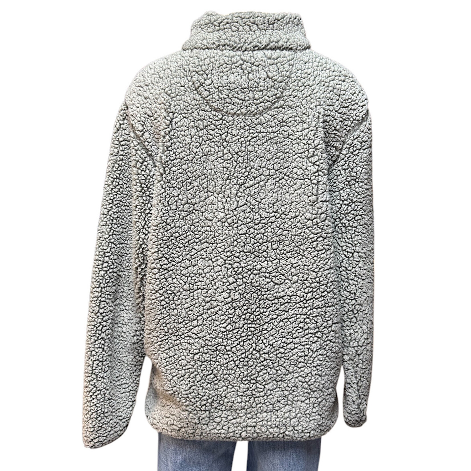 Simply Southern Grey Sherpa 3/4 Zip Pullover Size Large-RF