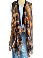 Multi Color Striped  Sleeveless Cardigan Size Medium-RF