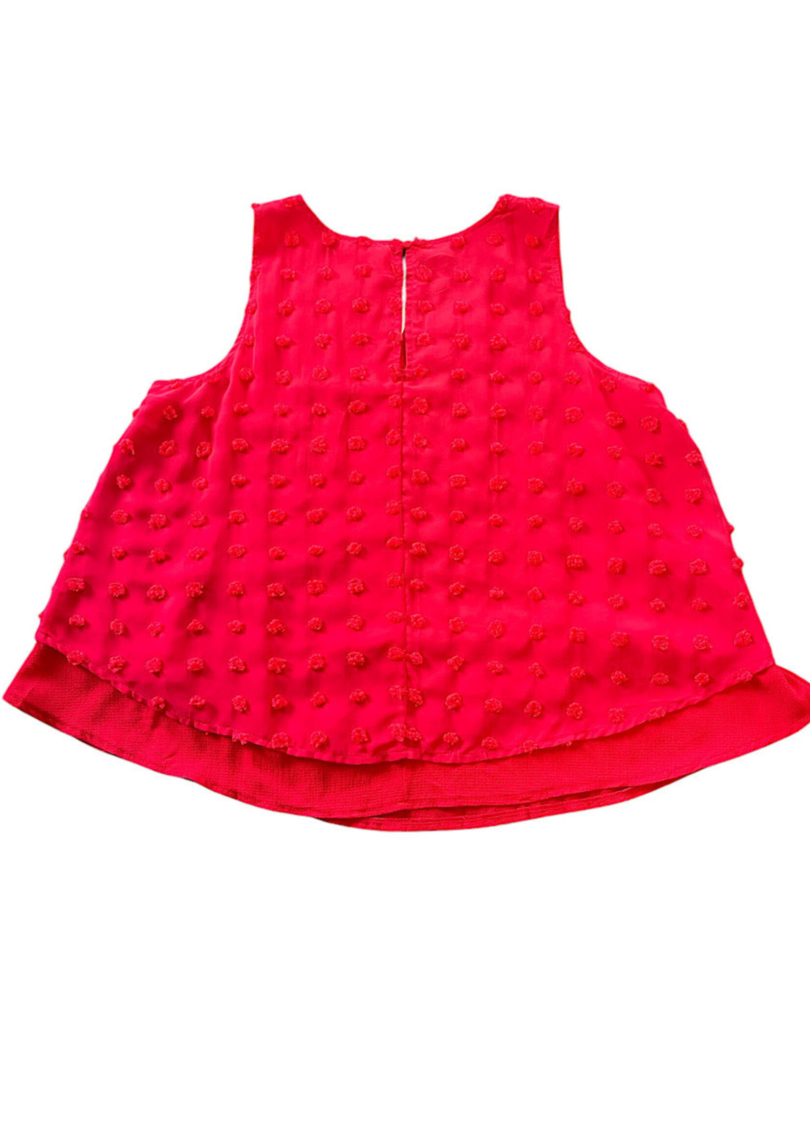 Plus Urakiri Woven Dot Fabric Sleeveless Flowy Top